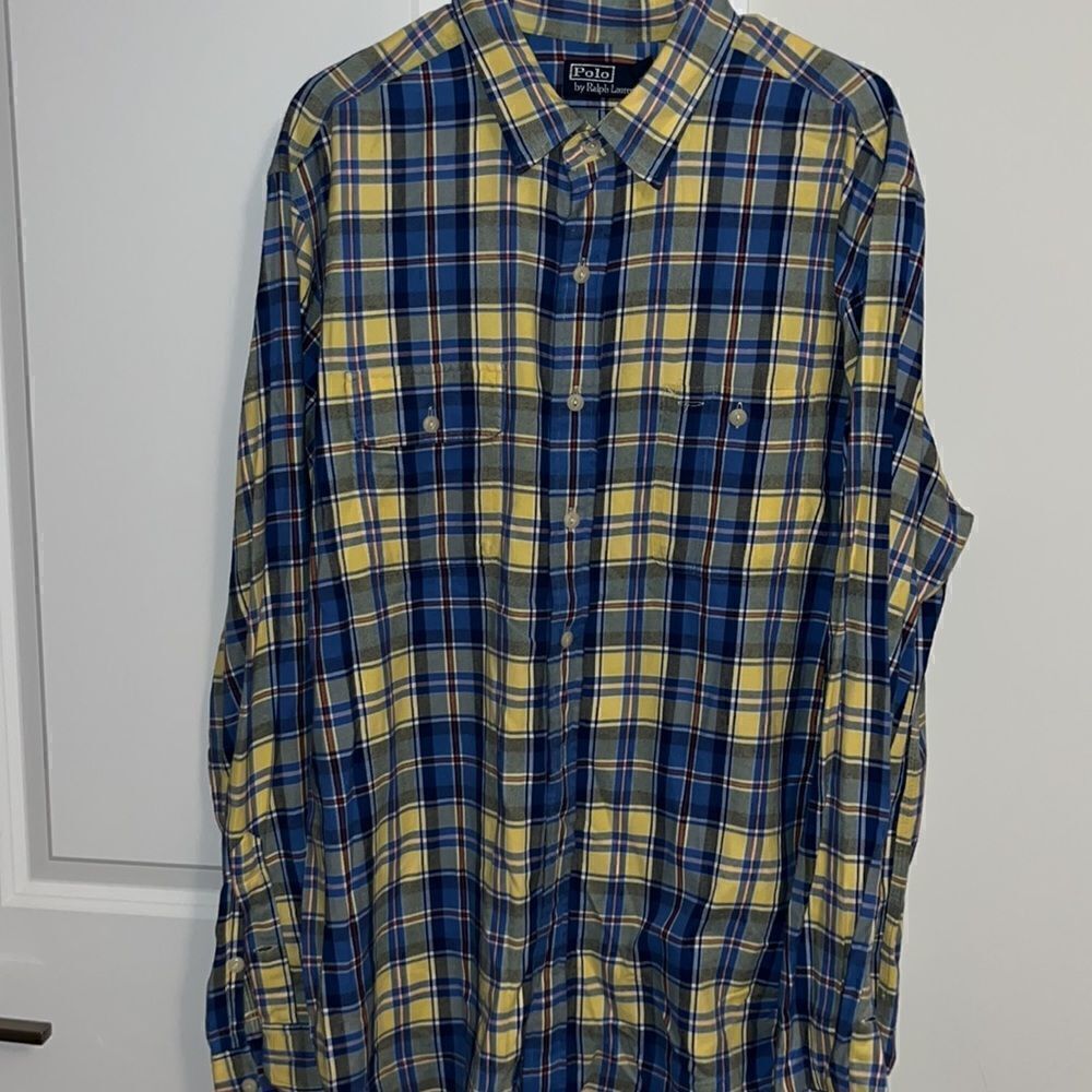 Polo Ralph Lauren vintage Swedish Sweden tartan plaid double pocket work shirt - Picture 2 of 4